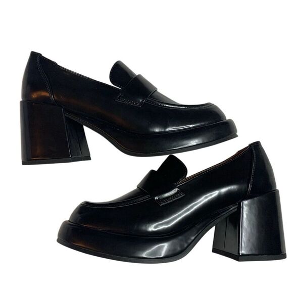 Madden Girl Women's Black Loafers Delphine Slip On Square Toe - Picture 3 of 4